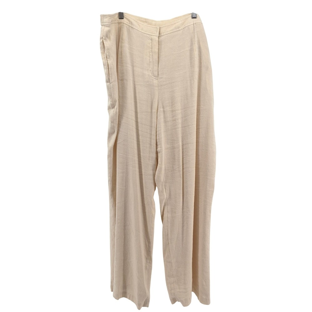 J. Jill Beige Linen Blend Wide Leg Trousers XL Relaxed Pants Coastal Minimalist - Picture 2 of 15
